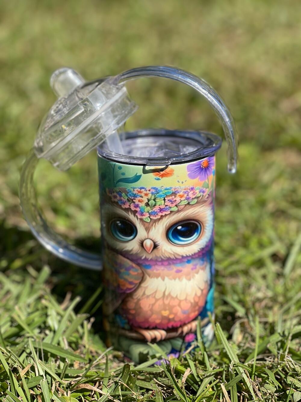 12oz Stainless Steel Sippy Cup/Tumbler Owl